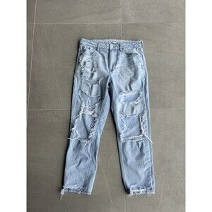 American Eagle Strigid Denim Ripped Mom Jeans - Size 12 Regular